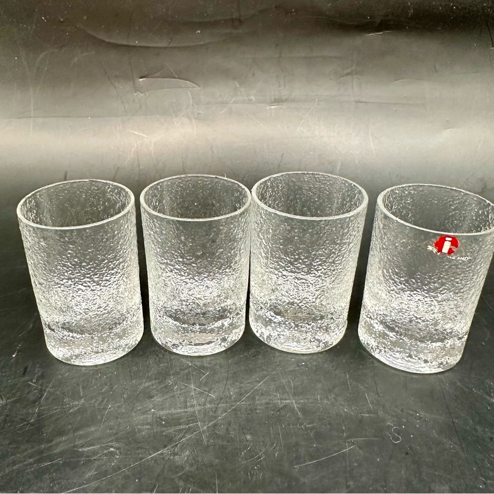 4 Vintage IITTALA Shot Glasses Textured FINLAND Single 2 1/8” tall